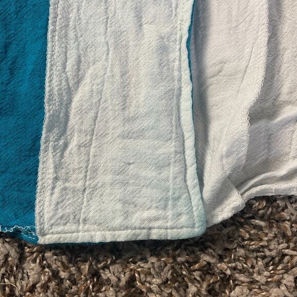 Casual Top Size Medium White Blue Colorblock Contrast Baseball Button Cotton - Picture 9 of 12